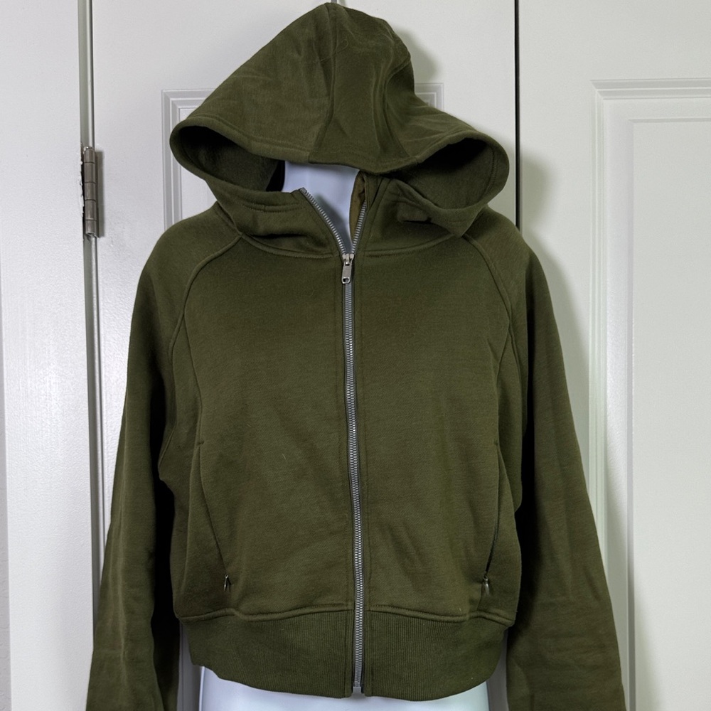Women's Olive Green Zip-Up Hoodie Sweatshirt